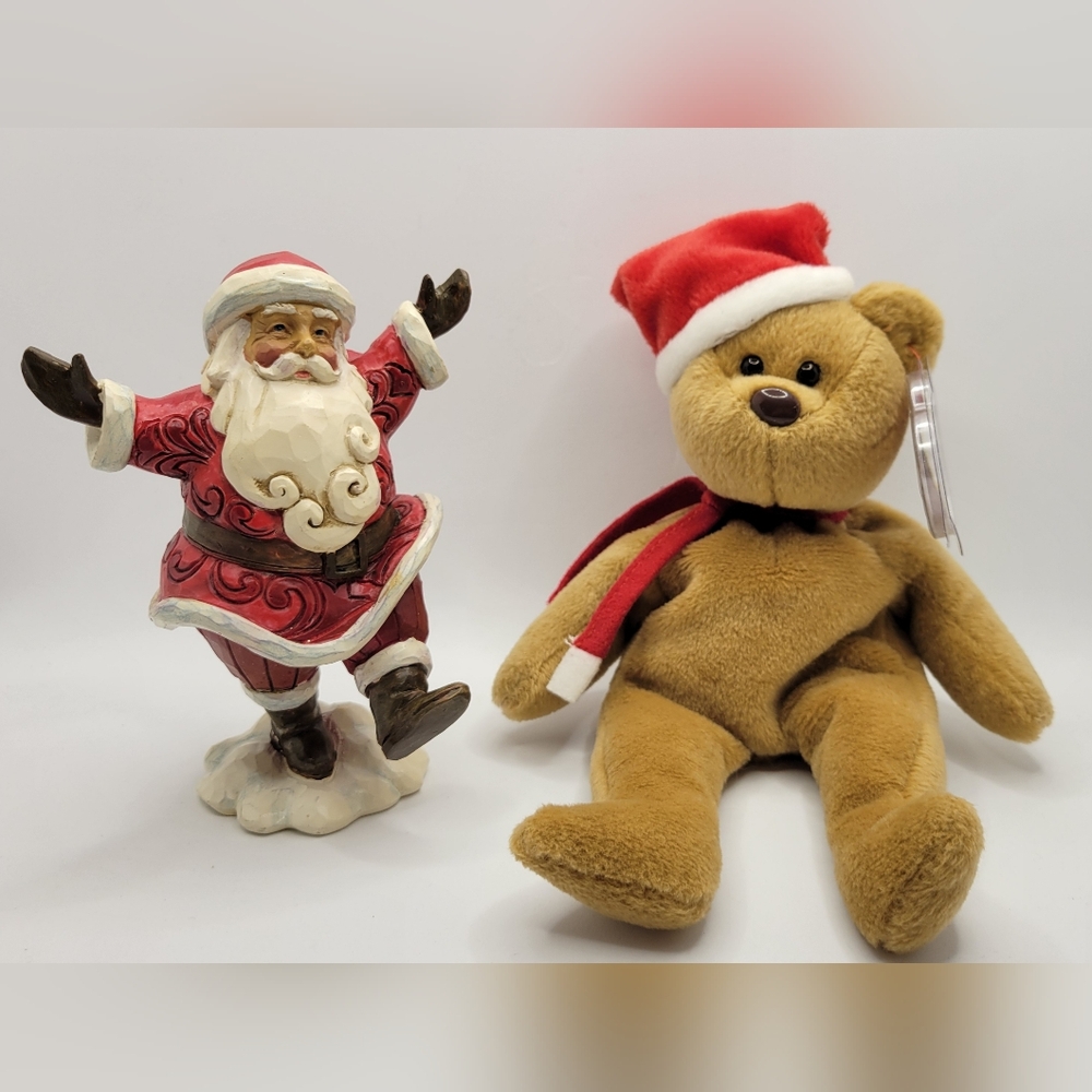 Hard to Find Jim Shore/Enesco Hooray for the Holidays & Ty Beanie Baby 1997 Tedd